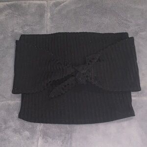 Wild Honey Black Knit crop top with Bow Accent